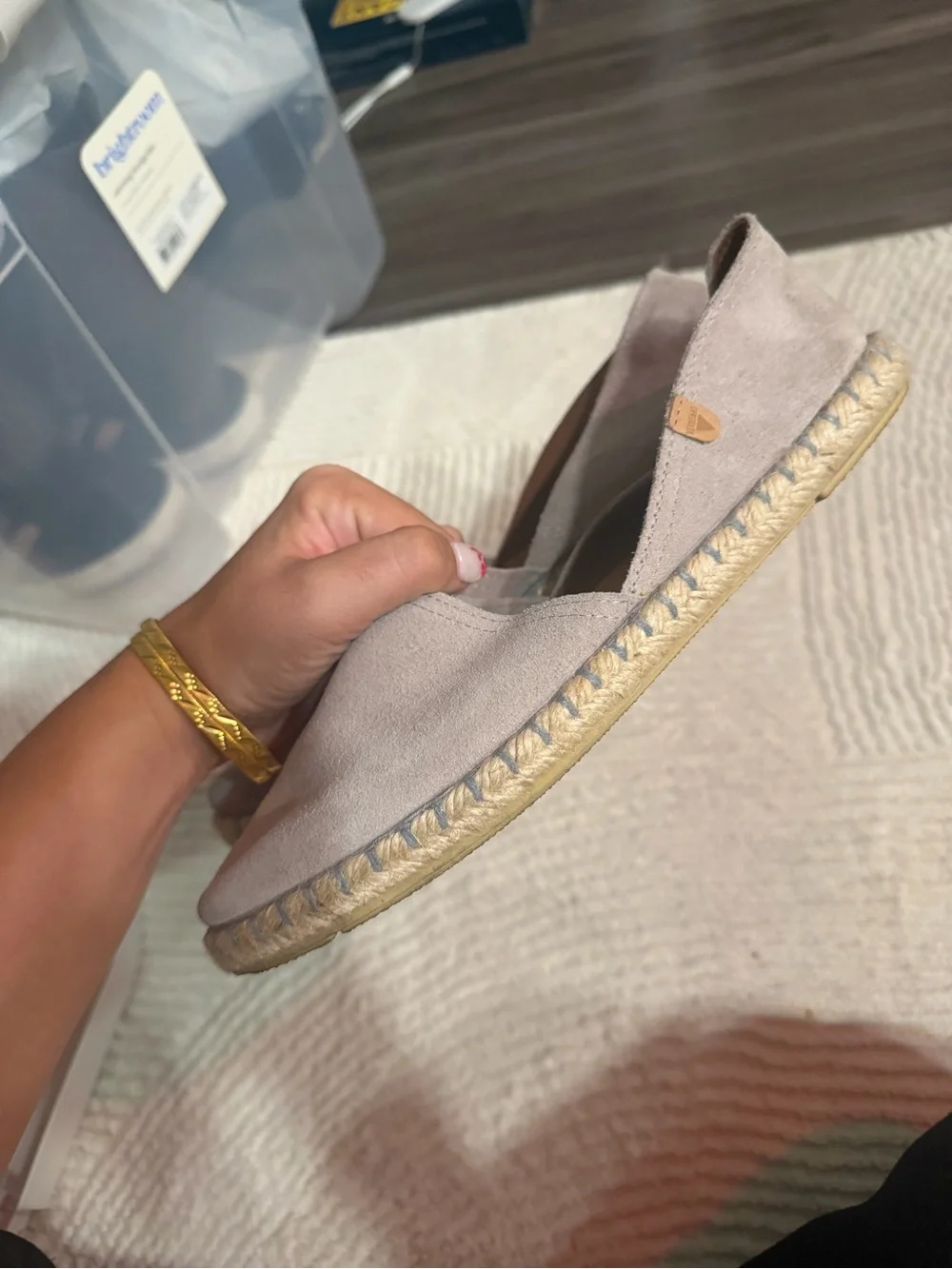 Women’s Suede Slip-On Espadrilles in Light Gray - Size 8